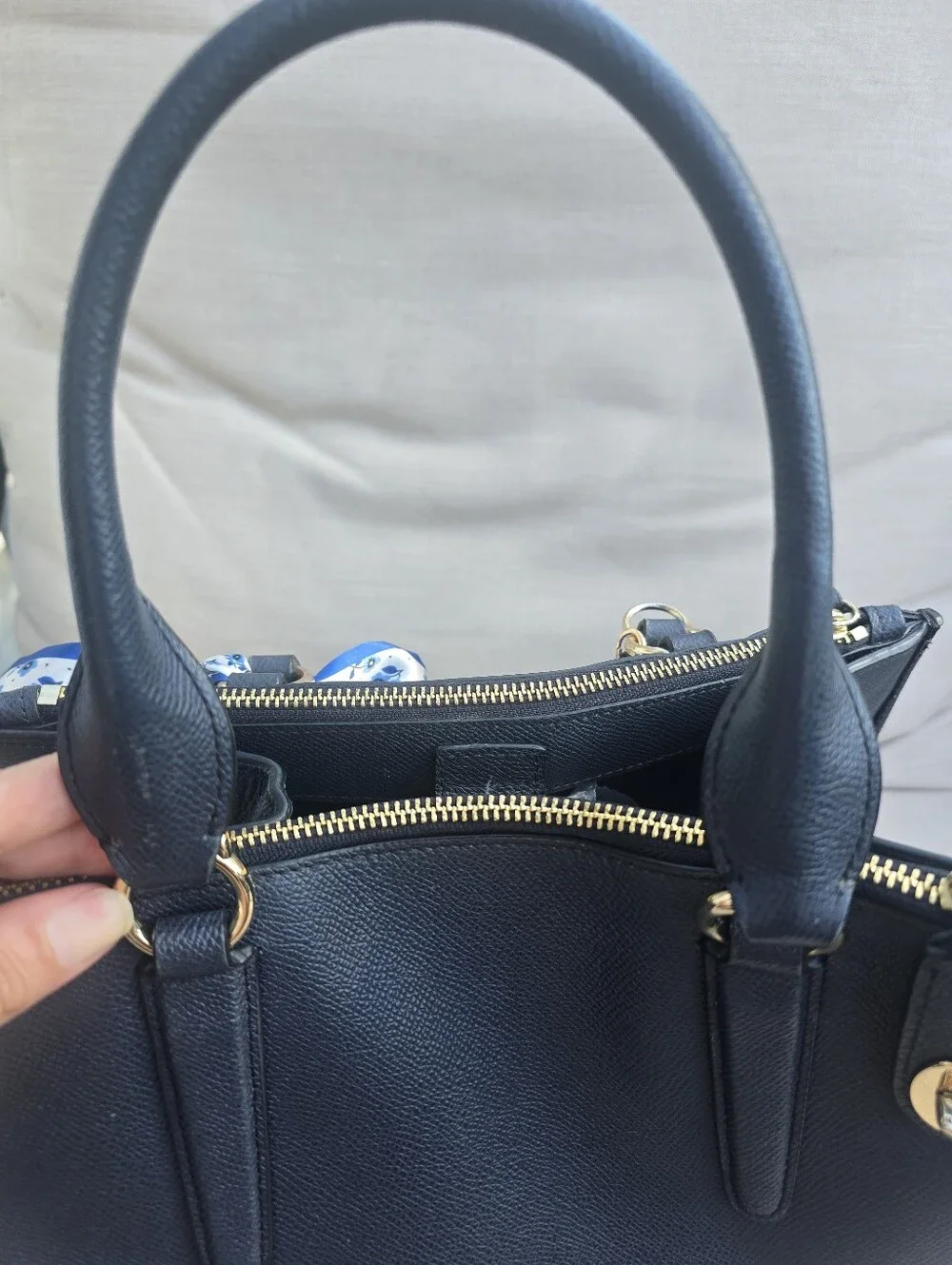 ⭐️Sold⭐🚨Coach Navy Blue Crossgrain Leather Minetta Tote Bag w/ Strap & Scarf 🚨